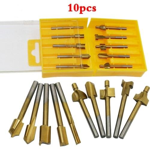 10Pcs/Set 3mm Wood Cutter Milling HSS Titanium Router Bits Fits Dremel Rotary Tool Engraving Machine Milling Groove Slot
