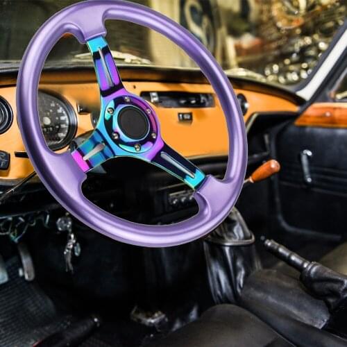 350mm Racing Steering Wheel Black White Purple Red Blue Colors Cool 45mm Deep Plate For All Vehicles Refit Racing Universal