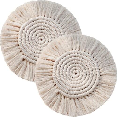 Cotton Braid Coaster Handmade Bohemia Style Macrame Cup Cushion Non-slip Cup Mat Heat Insulation Table Mat Coffee Coaster