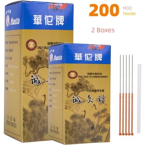 2 Box Copper Handle With Guide Tube Hwato Acupuncture Needle Disposable Needle Beauty Massage Relaxation 0.18/0.25/0.30/0.35