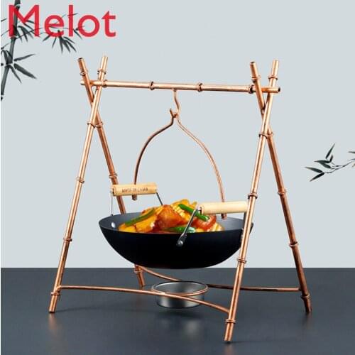 Restaurant Personalized Creative Tableware Farmhouse Specialty Tableware Alcohol Stove Heating Iron Stewed Pot Hanging Pot