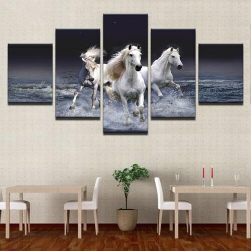 Running Horse 5 Pieces/set Animals Canvas Painting Modern Wall Art Pictures for Living Room Posters and Prints Home Decoration