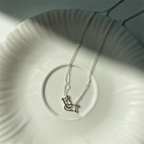 Liemjee Personality Fashion Party Punk Jewelry Double U Horseshoe Necklace For Women Feature Namour Charm Gift All Seasons