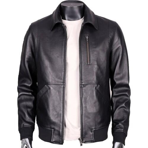 Sheepskin Leather Jacket For Men Business Style Casual Slim Fit Trending Genuine Leather Mans Coat Winter Automotive Streetwear