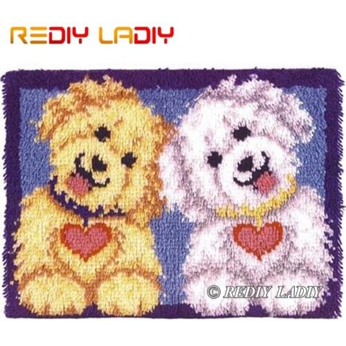 Latch Hook Kits Make Your Own Rug Lovely Puppies Tapestry Crocheted Cushion Mat DIY Carpet Rug Pre-Printed Canvas Hobby & Crafts