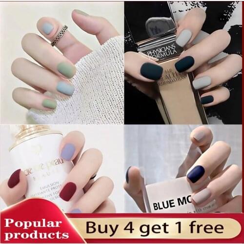 24pcs Multicolor Frosted Matte Pure Color Wearable Fake Nails Suitable Girl Hand Decoration Detachable Artificial Nails for girl