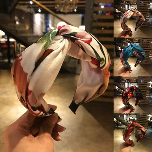 New Fashion floral Knot Headband For Women Girls Satin Wide Bezel Hairbands Twisted Hair Hoop Women adult Hair Accessories