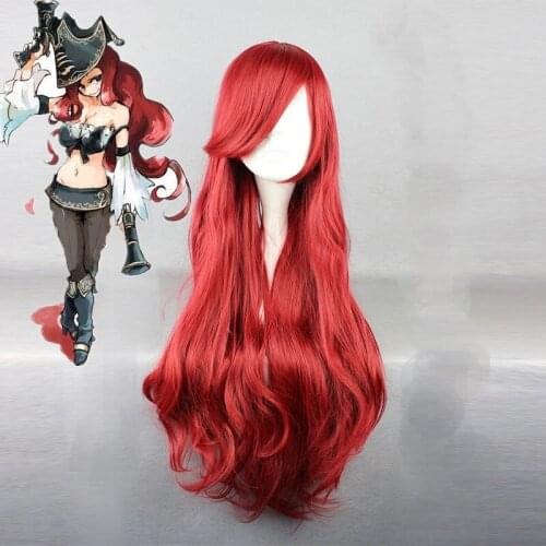 LOL Cosplay Wigs Miss Fortune Cosplay Wigs Heat Resistant Synthetic Anime Cosplay Wig Halloween Carnival Party Cosplay Women Wig