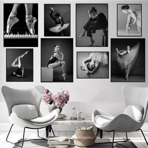 Retro Figure Photography Printing Posters Black And White Elegant Ballerina Canvas Painting Wall Art Living Room Bedroom Decor