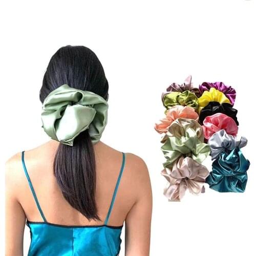 Silk Scrunchies, 4 Pieces Oversized Large Intestine Silk Hair Ties Ropes Big Scrunchy Hair Bands Ponytail Holder