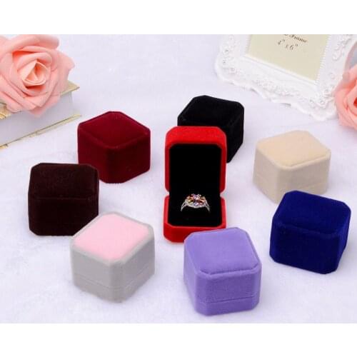 Hot 1PC Gift Square Velvet Boxes Display Case Weddings Party Jewelry Box For Ring Earrings Black Red 7 Colors New Arrival