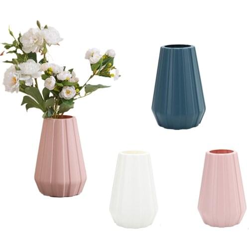 Nordic Plastic Imitation Glaze Vase Anti-Ceramic Face Vase Modern Minimalist Abstract Flower Arrangement Home Decoration Florero