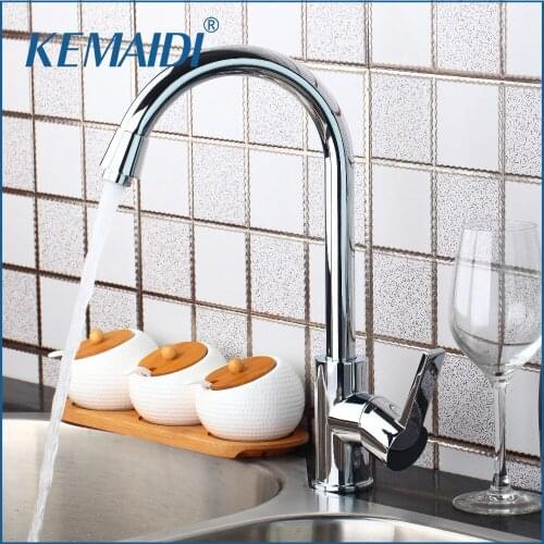 KEMAIDI Bathroom & Kitchen Faucets Chrome Luxury Swivel Sink Tap Brass Basin Vessel Mixer Torneira Cozinha Faucet