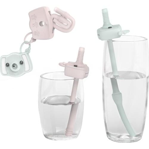 LOFCA 1PC Silicone Baby Straw BPA Free Baby Drinking Elephant Reusable Straw Food Grade Folding Silicone Straw