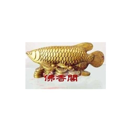 A pure copper brass arowana fish money fish feng shui ornaments bronze s May there be surpluses every year.room Art Statue