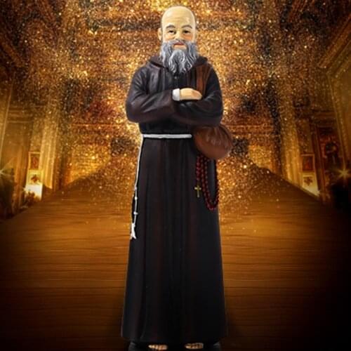 Priest Friar Statue 8 Inch Resin Sculptures Figurine Catholic Christian Souvenirs Gift Church Home Room Decor