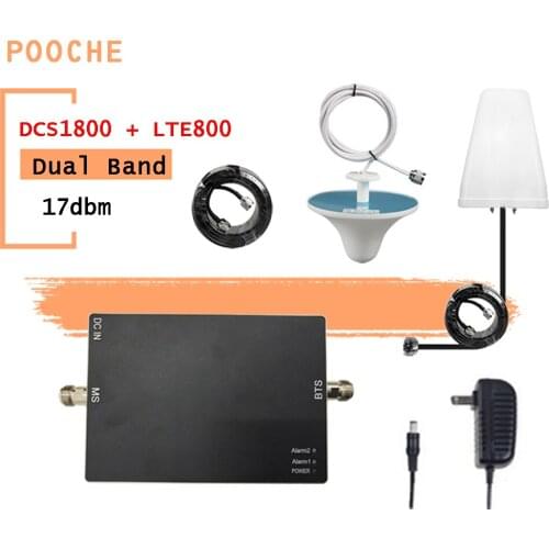 17dBm Professional Power Amplifier DCS1800 LTE800 2G 3G 4G Booster Cellular Amplifier 200-300 Square meters Coverage Repeater