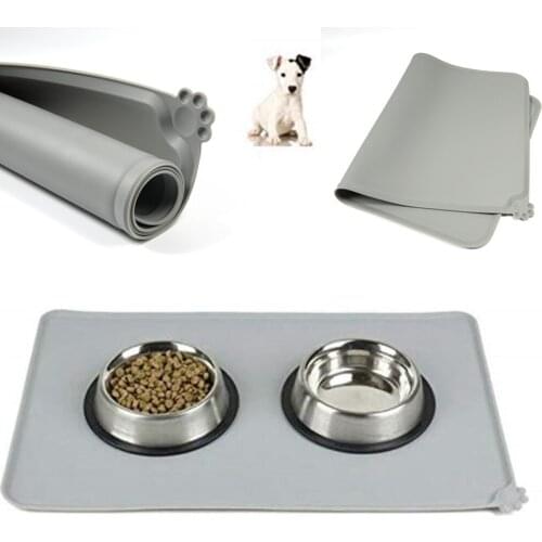 Waterproof Pet Mat For Dog Cat Solid Color Silicone Pet Food Pad Pet Bowl Drinking Mat Dog Feeding Placemat