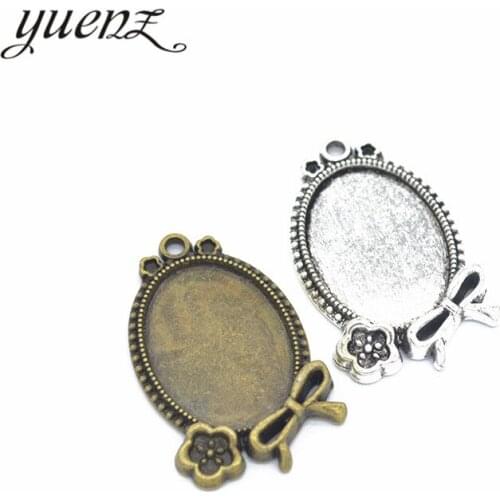 YuenZ 3pcs Necklace Pendant Setting Cabochon Base Tray Bezel Blank Fit 25*18mm flower Bow oval Cabochon Jewelry Making C17