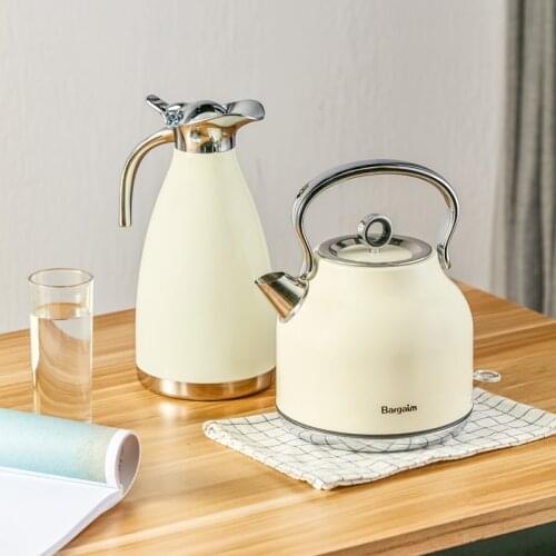 Green Electric Water Kettle Vintage Stainless Steel Electric Kettle Samovar Overheat Protection Bouilloire Eco Friendly EH50EK