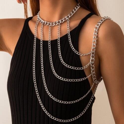 2021 new fashion body with one shoulder jewellery womens shoulder chain jewellery golden necklace