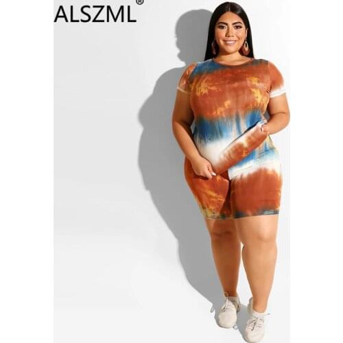 S-5XL plus size colorful tie dye print trendy women suit 2020 hot sale summer lady sport track suit 2 piece set clothes