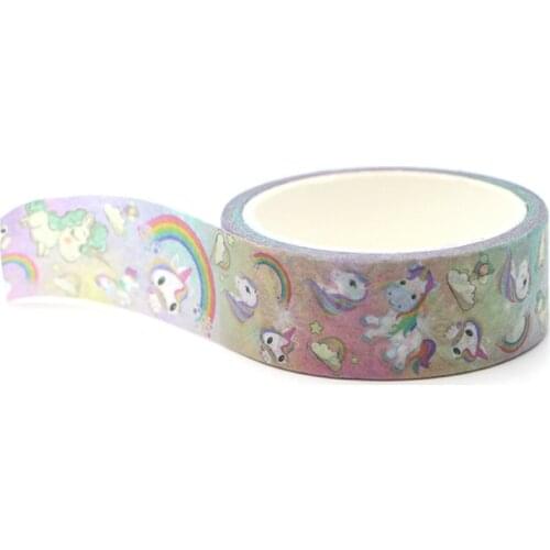 1 Roll Cute Stationery Tape Cartoon Unicorn Pattern Washi Masking Tape Scrapbooking Decorative Sticky Pape Adhesive Tapes Paper