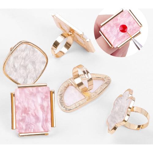 1pc Resin Stone Color nail art Ring Palette Finger Ring Plate Acrylic UV Gel Polish Cream Foundation Mixing Nail Art Equipment