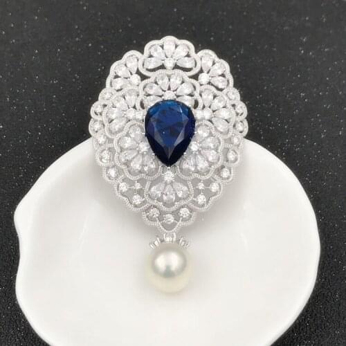 Vintage Luxury Waterdrop Pearl Brooches Jewelry Findings Women DIY Pearl Breastpin Accessory Silver&Gold Plated 2Pcs