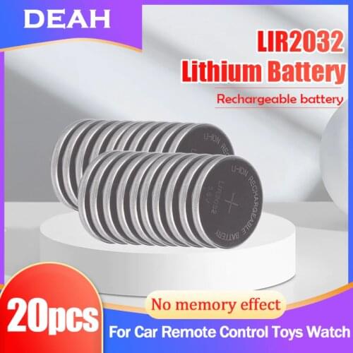 20PCS LIR2032 LIR 2032 3.6V Lithium Rechargeable Battery For Remote Control Motherboard Button Batteries Replaces CR2032 ML2032