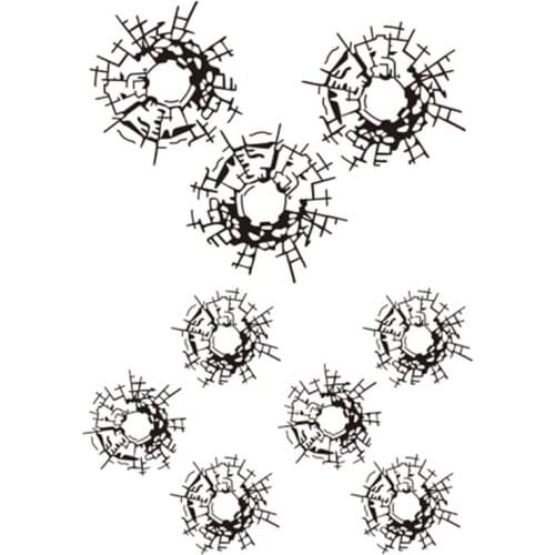 3Pcs/Set 18cm*13.5cm Bullet Holes Glass Art Car Stickers Car-styling Decal