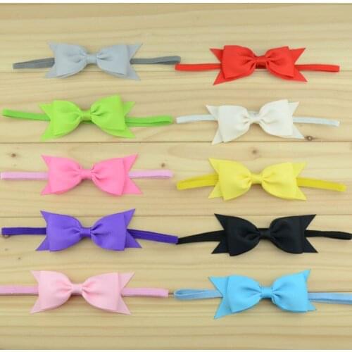 40 pcs/lot , Petite Grosgrain Ribbon Bow on Skinny Elastic Headband