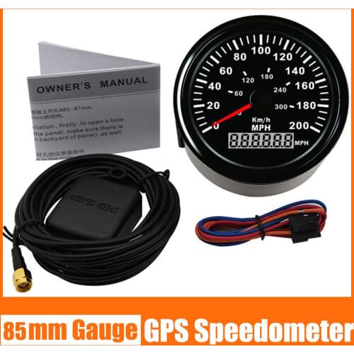/ 85mm GPS Speedometer Gauge Waterproof Odometer With Red Backlight 9-32V For Car Boat Motorcycle Truck Yacht 200MPH 300KMH