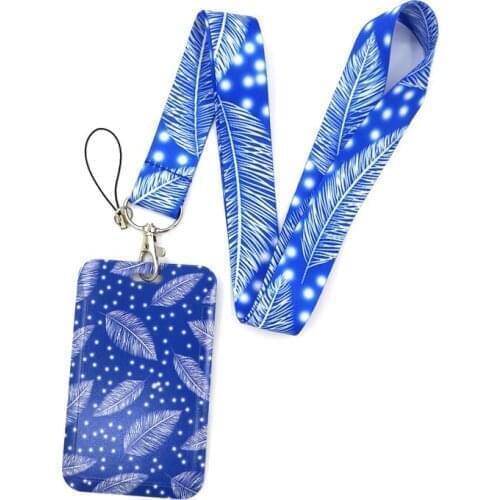 White Snow Blue Anime Lanyard Badge Holder ID Card Lanyards Mobile Phone Rope Key Lanyard Neck Straps Keychain Key Ring