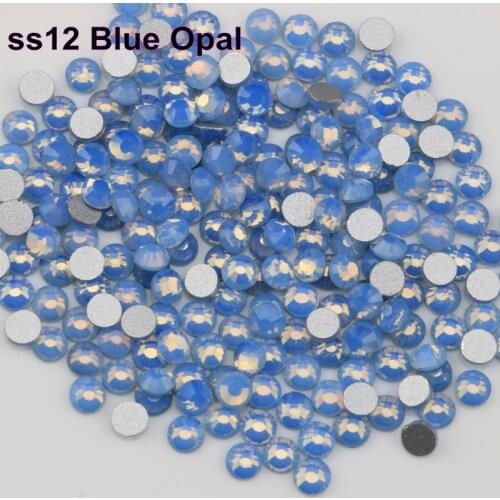 Free Shipping! 1440pcs/Lot, ss12 (3.0-3.2mm) Blue Opal Flat Back Nail Art Non Hotfix Rhinestones