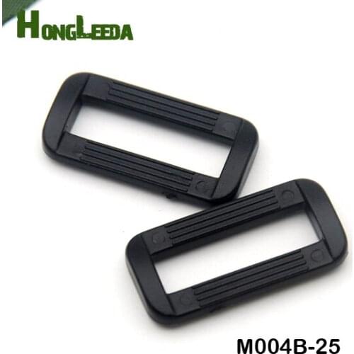 DIY 100pcs/lot 25mm 1inch black adjustable buckles Tri Glide slider buckle bag backpack accessories with lines M004B-25