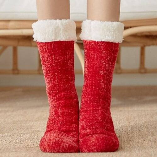 Men Women Slipper Socks Ultra-Plush Fleece Anti-Slip Winter Warm High Socks