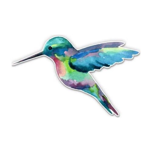 Express Hummingbird Watercolor - 3" Vinyl Sticker - for Car Laptop I-Pad Phone Helmet Hard Hat - Waterproof Decal