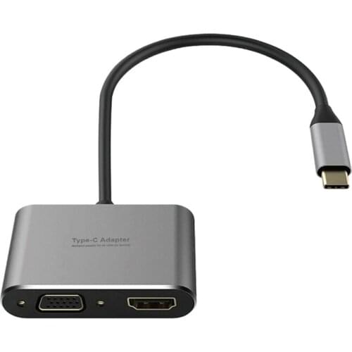 HYD-9837T Type-C Docking Station 4 in 1 Adapter HDMI-Compatible 4K VGA PD Support: Windows Me/2000/XP/Vista/NT/7/8