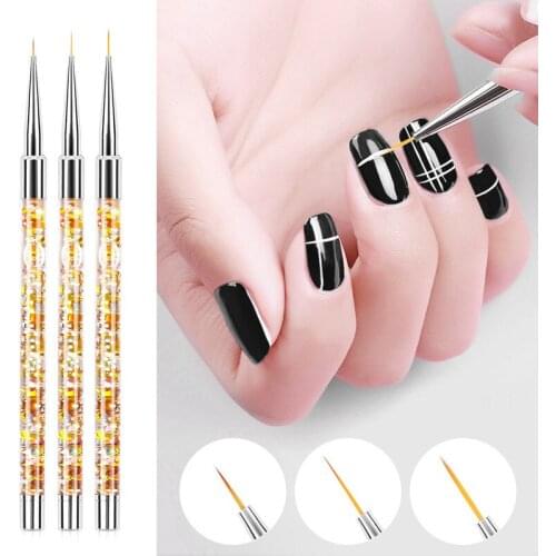 Nail Art Brush Acrylic UV Gel Glitter Painting Brushes Crystal Handle Nylon Hair Carving Flower Pens For DIY Liquid Drawing pen