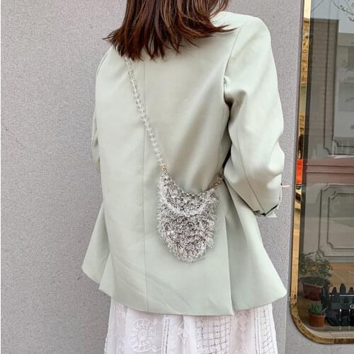 Evening Clutch Bags 2020 New Beaded Small Purses Womens Wallet Trendy Texture Transparent One-shoulder Messenger Bag Handmade