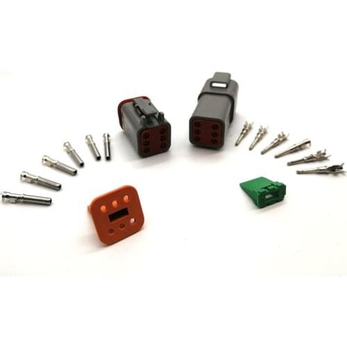 10 sets Kit 6 Pin Waterproof Electrical Wire Connector Plug Deutsch Style Enhanced Seal Shrink Boot Adapter DT06-6S DT04-6P