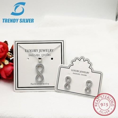 925 sterling silver jewellry sets for woman women necklace and stub earring pendant infinity eight hot sale free shipping
