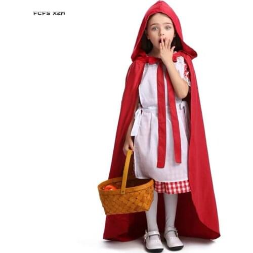 XS-L Girls Halloween Little Red Riding Hood Costume Kids Children Anime Cosplay Carnival Purim Masquerade Stage play Party dress
