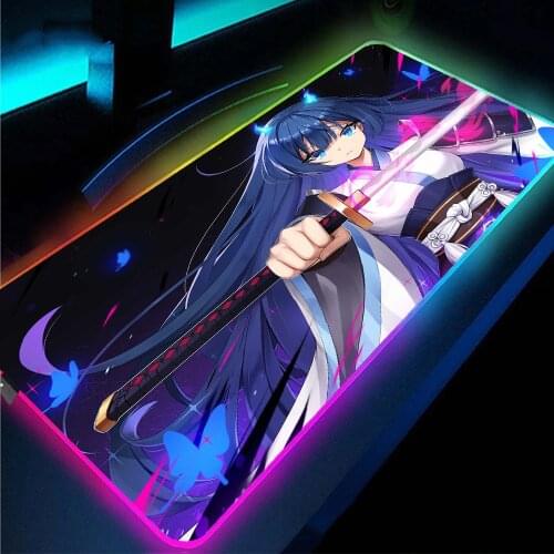 Anime Mouse Pad Girl Rgb with USB Interface Keyboard Game Desk Pad Notebook Game Keyboard MousePad Carpet Xxl Gaming Desk