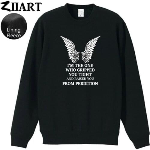Angel wing Supernatural CASTIEL i'm the one who gripped you tight and raised you from perdition boys man male fleece Sweatshirt