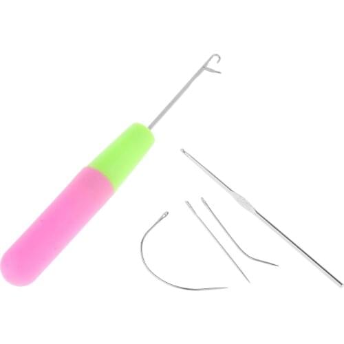 5pcs Latch Hook Crochet Needle Set Hair Weaving Sewing Tool for Micro Braids