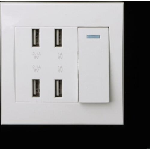 220V 10A Wall Switch Socket 4 Port USB Charger Power Outlet Adapter Panel Switch Accessories