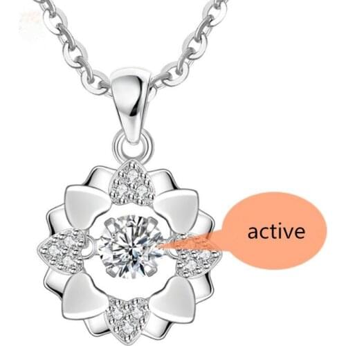 New Cherry Blossoms Pendant Necklace For Women Jewelry Fashion Lady Silver 925 Girls Crystal Clavicle Necklace Female Bijou