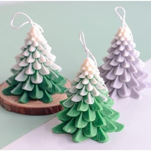 Sawtooth Christmas Tree Shape 3D Candle Epoxy Resin Mold Plaster Silicone Mould T21F